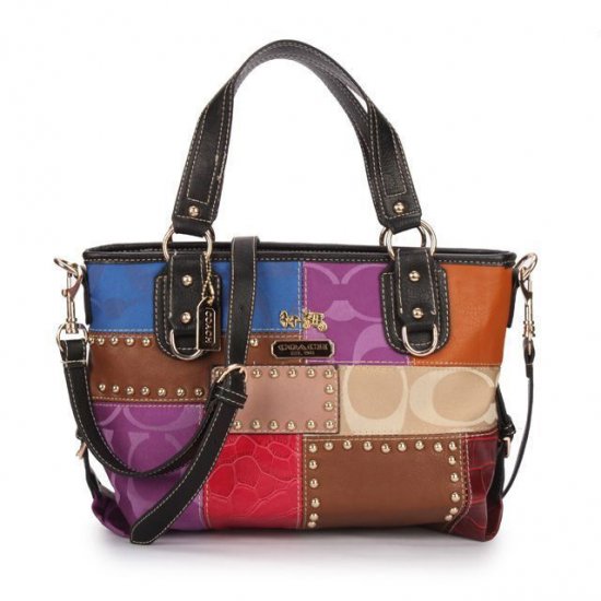 Coach Holiday Matching Stud Medium Black Multi Totes EBU | Women